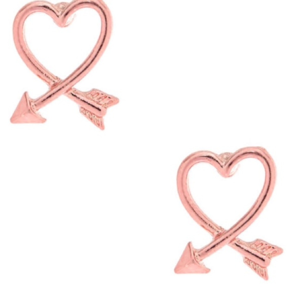 Pink Arrow Heart Stud Earrings